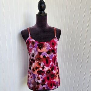 Clear Sky Multicolor Floral Adjustable Spagetti Strap Tank Top Stretch Size M